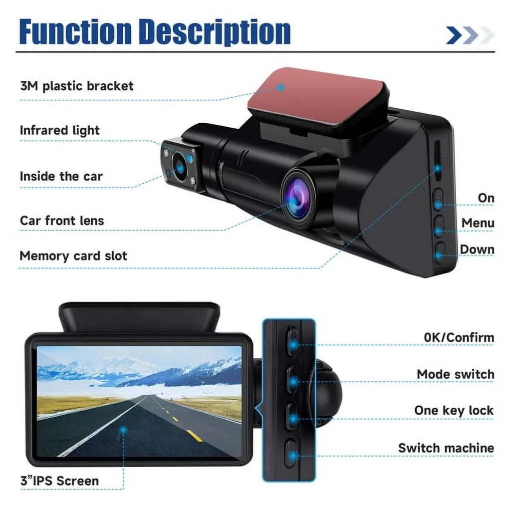 Dash 1080P 170° G-Sensor Vision Wide Front SYTHERS Night Recording, Angle, Cam Camera Rear, Dash and Loop
