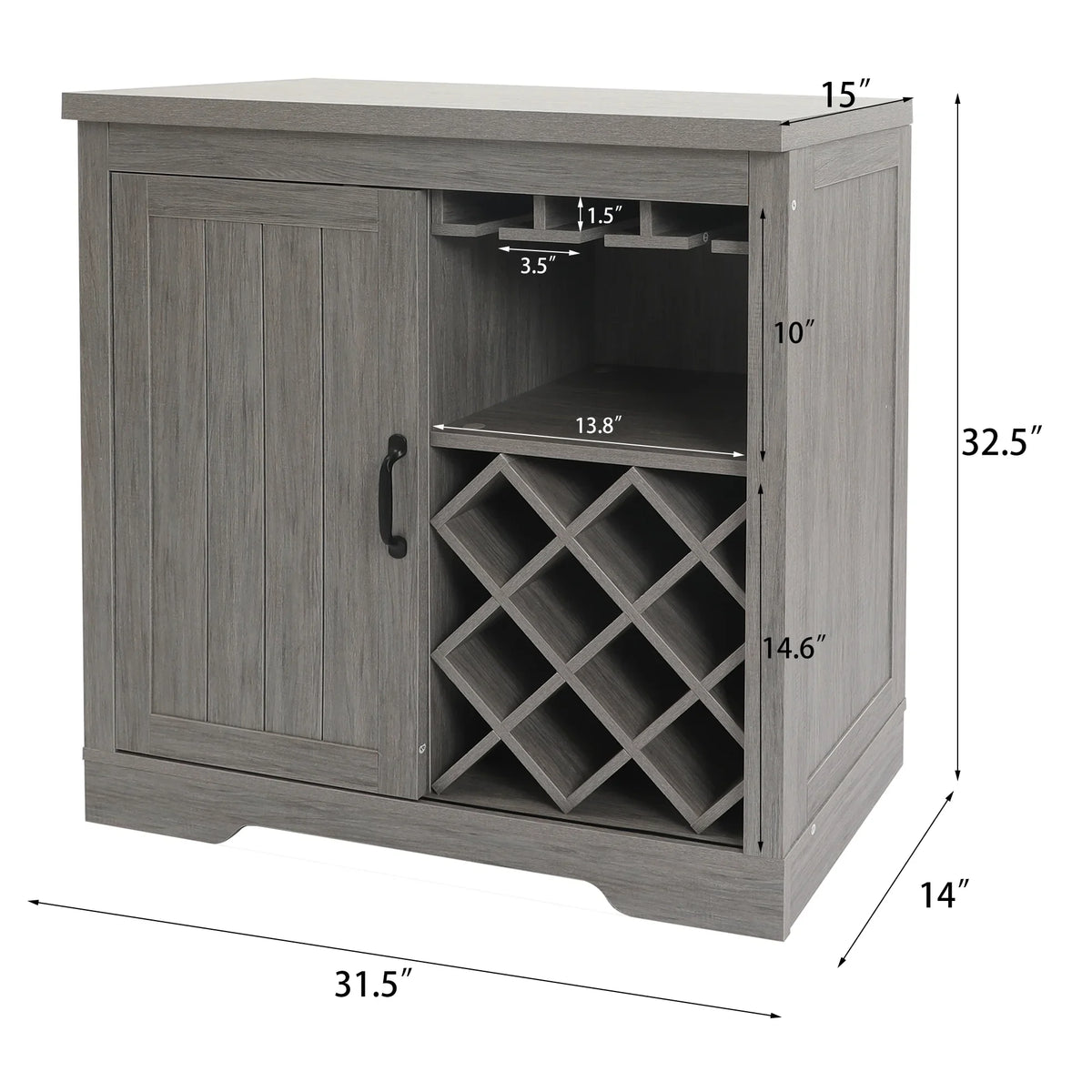 Glass Bar Gray Storage Table Rack,Large ABBSR Holder,Wine for Decor with Wooden Wine Cabinet