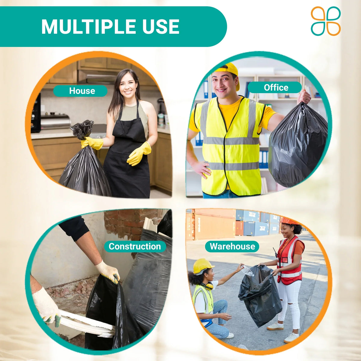 / PlasticMill MIL, Bags/Case, Liners. 42 33x48, Black, Trash Can Gallon, 1.5 Bags 100 Garbage