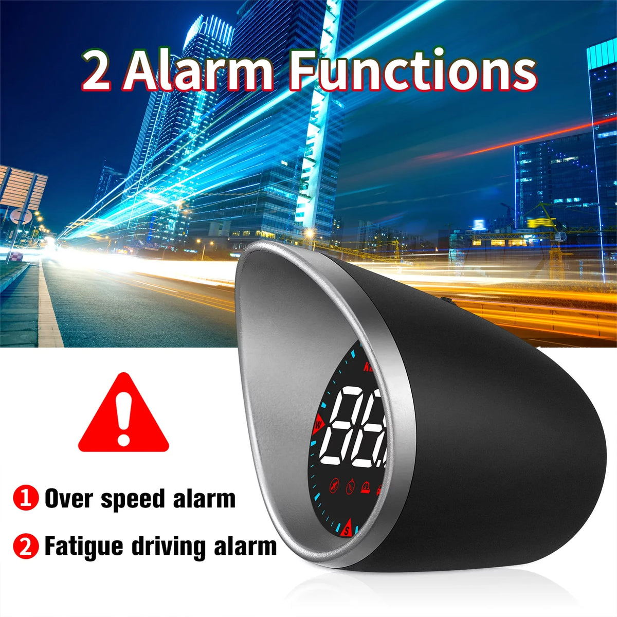 Display and Speedometer Compass Fatigue Mileage, Car Head-up Driving Display Angle, Alarm Overspeed Car Alarm Digital HUD Driving
