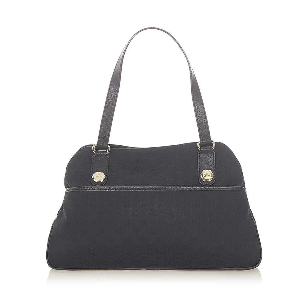 Pre-Owned Shoulder Bag GG Fabric Women Canvas Black (Good)