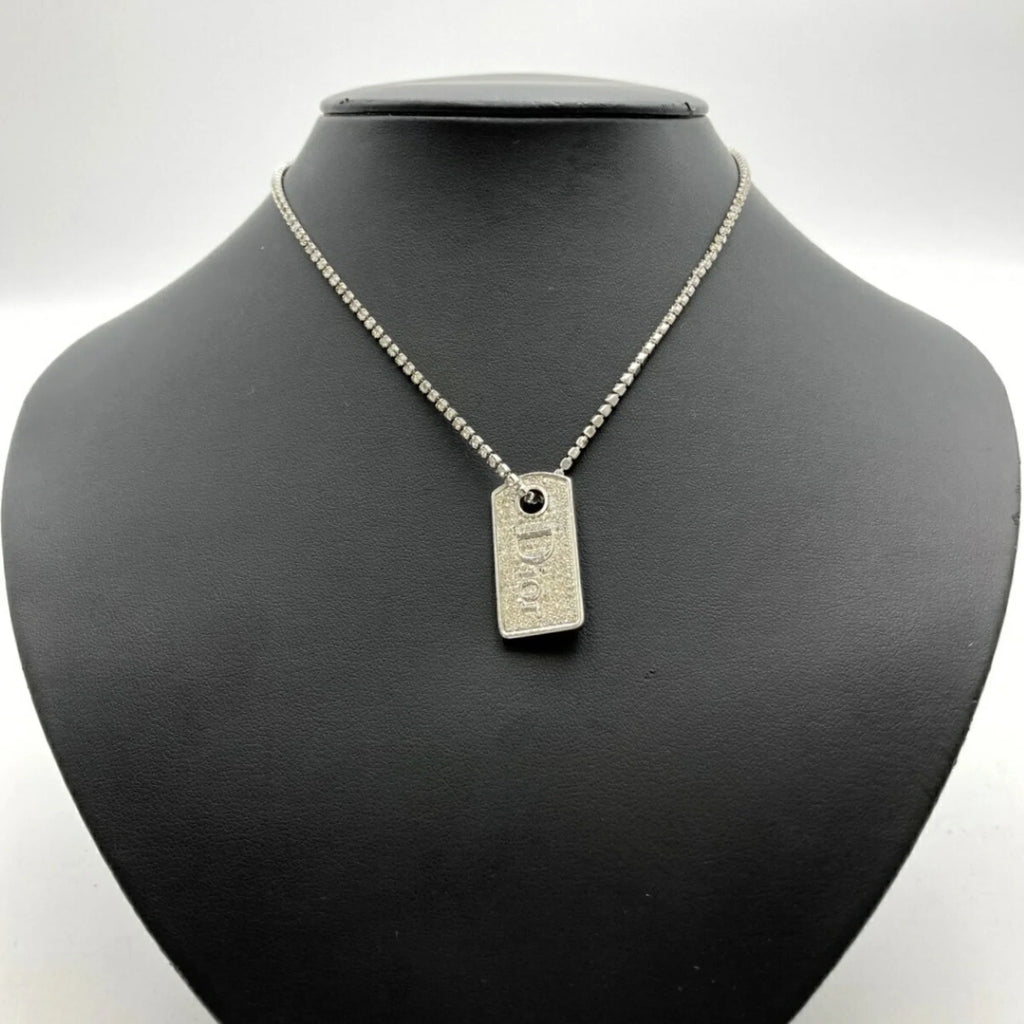Pre-Owned Color Dior Christian (Good) IT1TZZH18V36 Silver Women's Rhinestone Necklace Plate