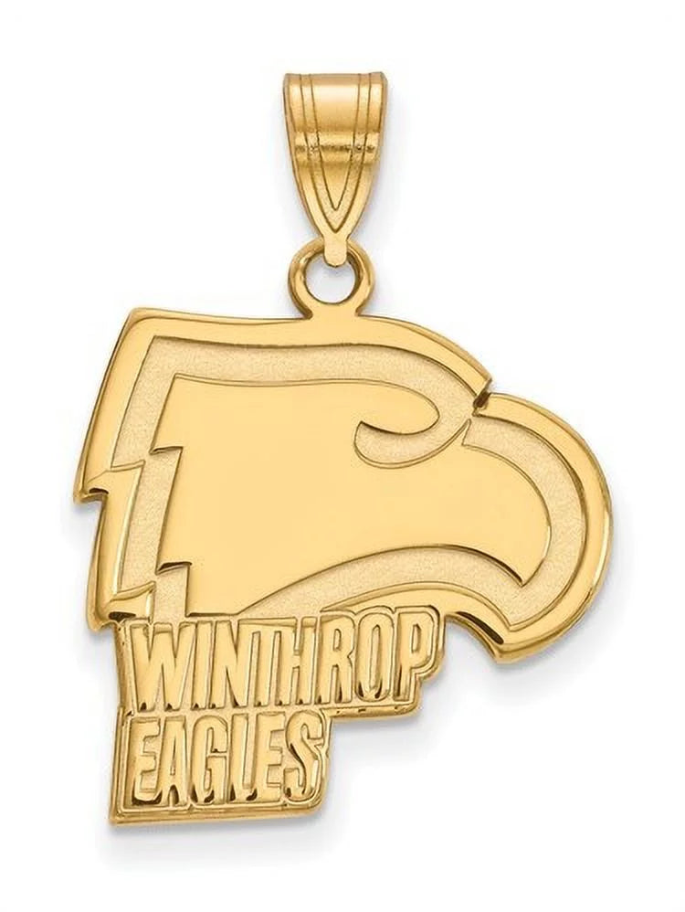 Large Winthrop (WU) Collegiate Official Yellow 14k Pendant LogoArt Gold University Licensed