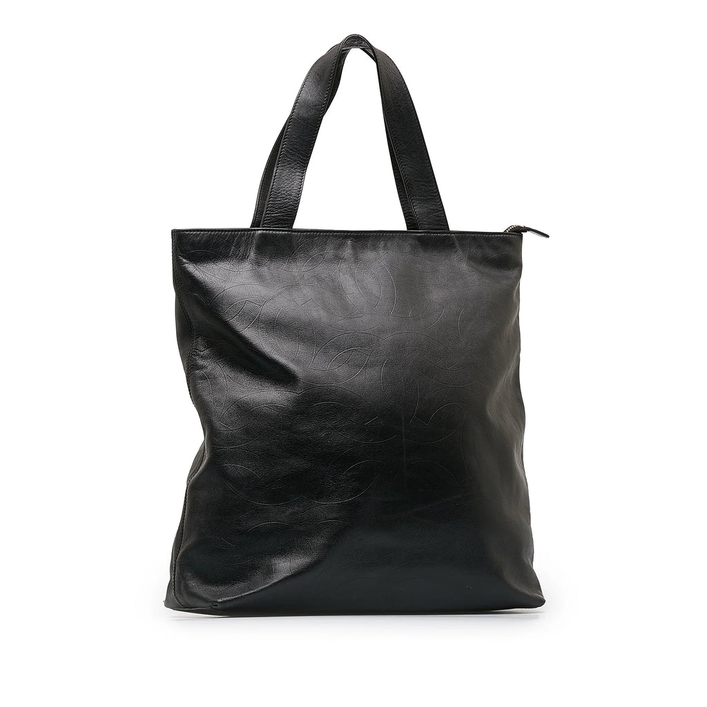 Black Bag Authenticated Unisex (Good) Leather Lambskin CC Tote Pre-Owned Tote