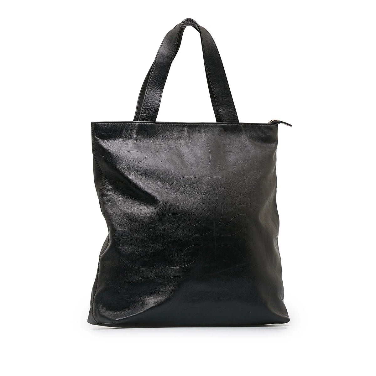 Black Bag Authenticated Unisex (Good) Leather Lambskin CC Tote Pre-Owned Tote