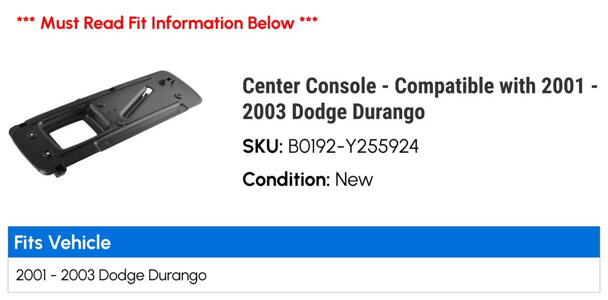 Console - Compatible Durango Dodge Center 2002 with 2001 2003 -