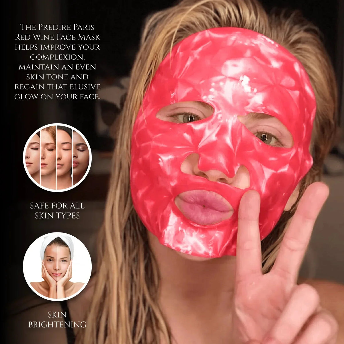Red - Facial Mask Anti-Aging Mask Single Wine