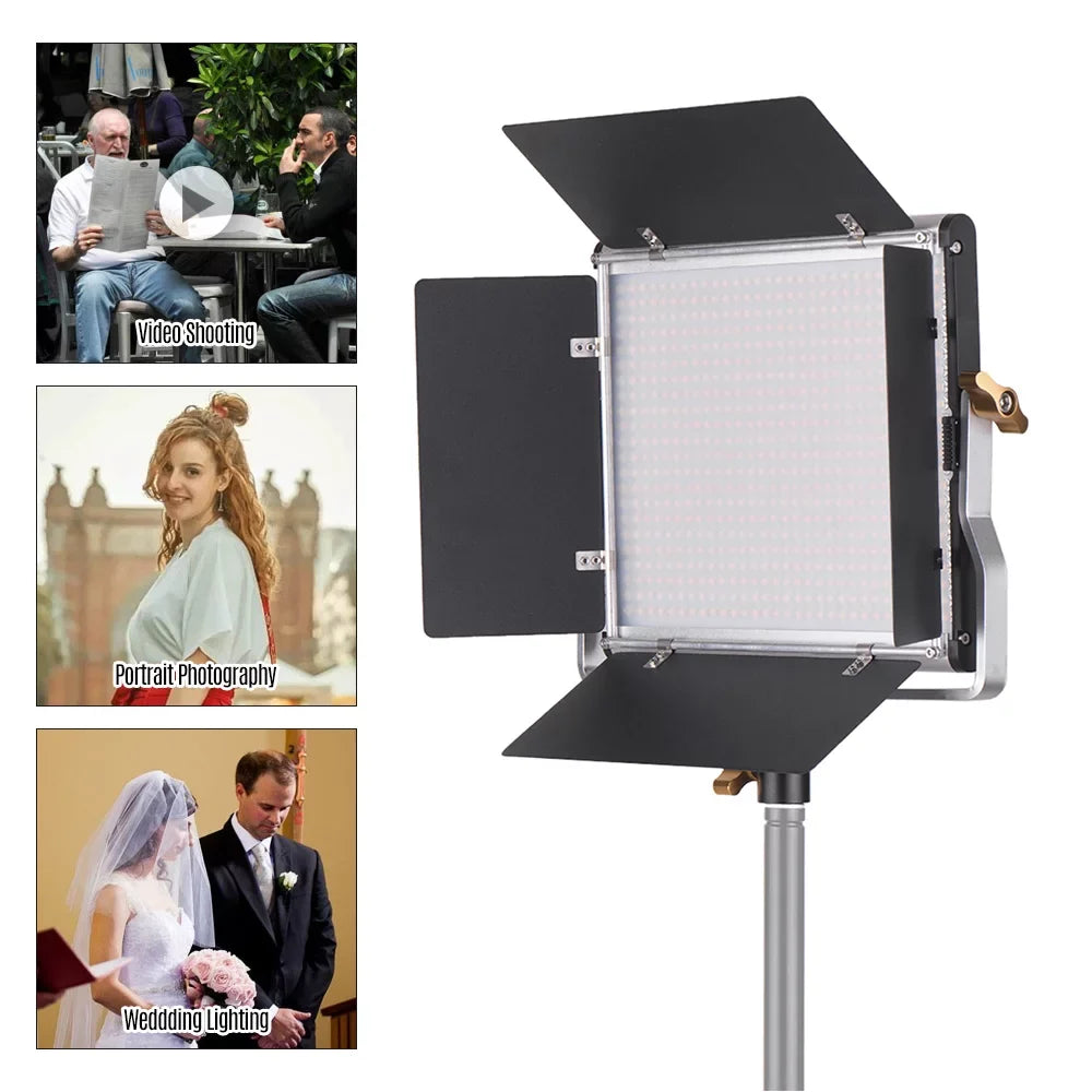 Bi-Color L-ED Kit Andoer-2 U 3200-5600K Dimmable 85+ Lamp,U Studio 660 Video Bi-Color Professional L-ED Kit Barndoor Panel Barndoor Studio Video 660 Kit Panel 3200-5600K Video CRI Photography CRI