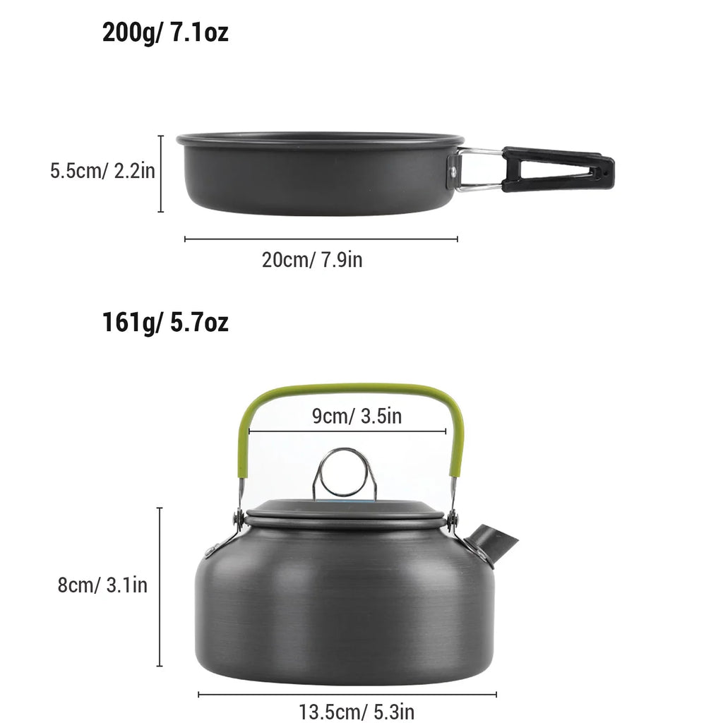 Kettle Cookware Mess and Camping Kit Htovila Hiking Non-Stick Backpacking Kitchenware for Set, with