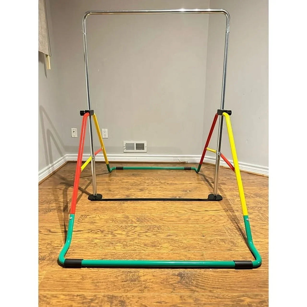 Bar Kids' Folding Equipment, Home Expandable & Gymnastics - Red/Yellow, Adjustable Playground Training