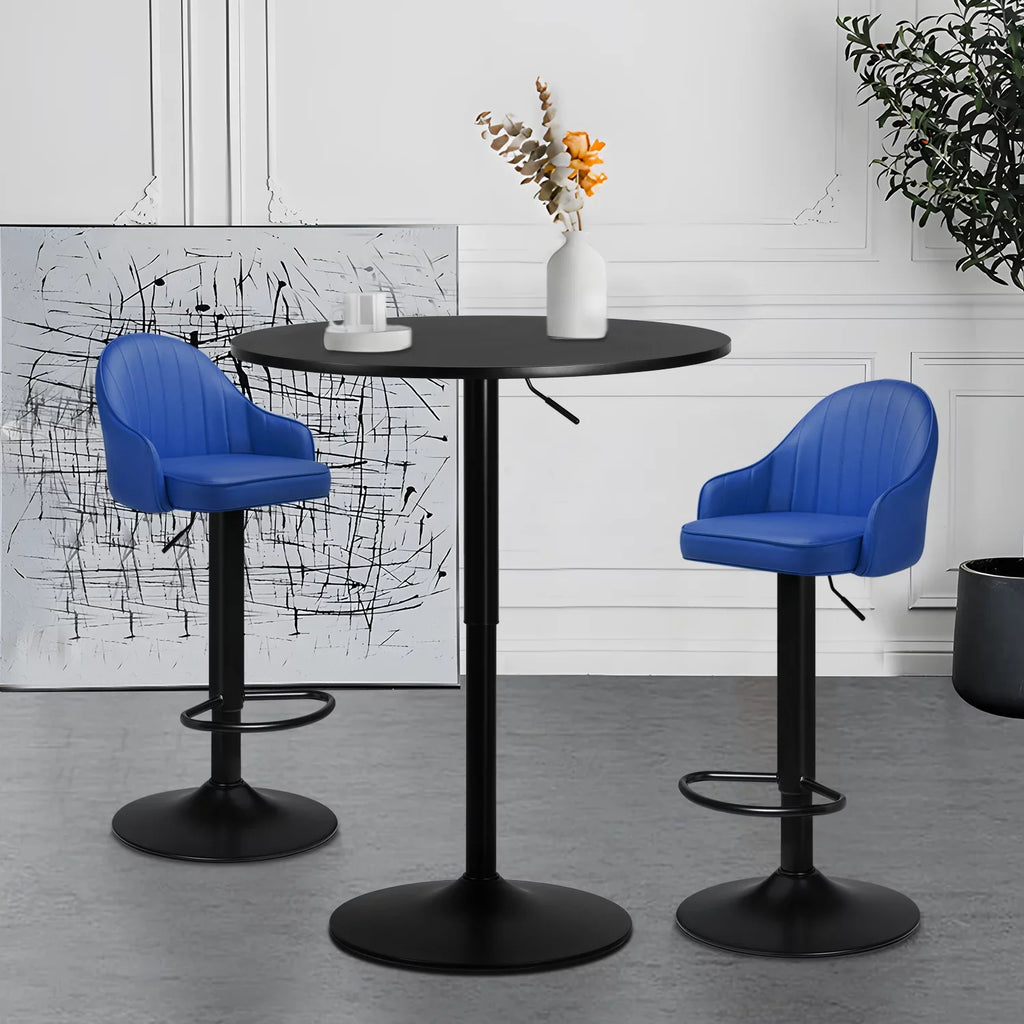 Table Blue/Black Set, Table Kitchen Cocktail Magshion Bar Leather 31.5" and and Pieces Bar Table for 3 Patio PU Stools Bistro, Bar Chair