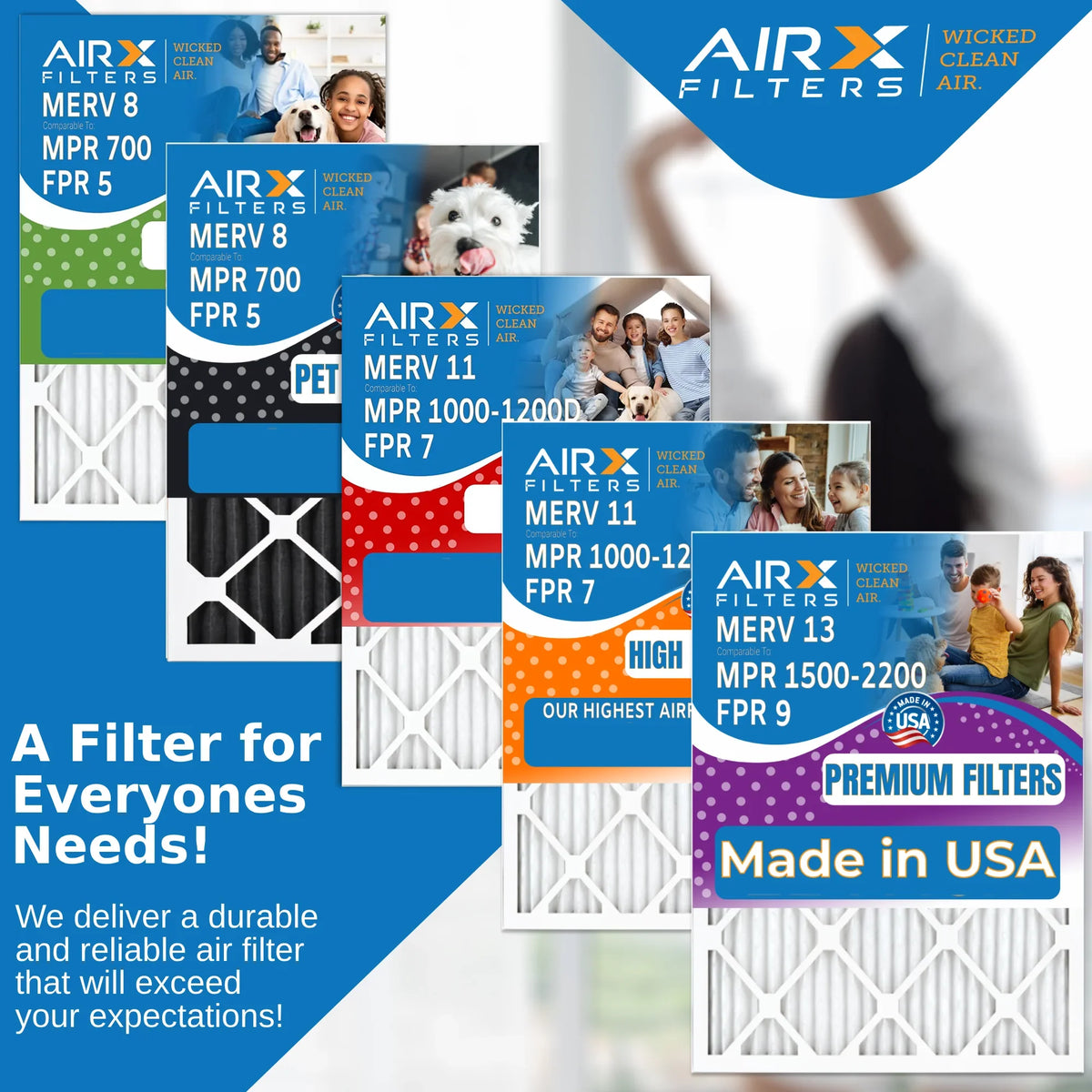 FILTERS FPR X0581 Compatible to by CLEAN Lennox 700 Filter 8 WICKED AIR. Air Filter MPR Comparable 16x25x3 Pack Air with MERV & 3 5 AIRX