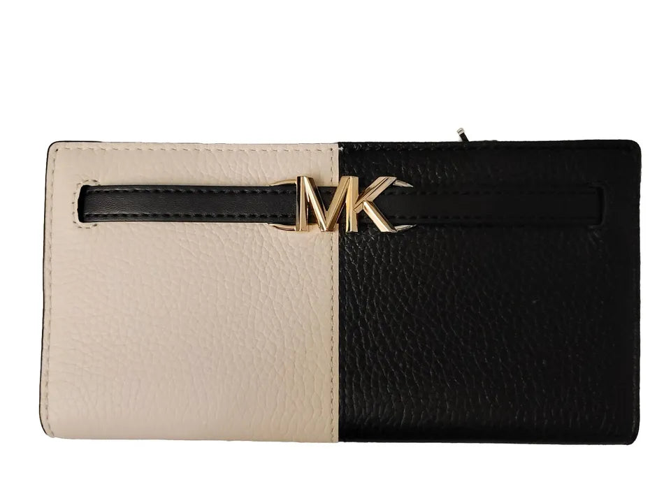 LARGE FLAP SET BLACK SNAP AND KORS WALLET MICHAEL JET REED WHITE BIFOLD