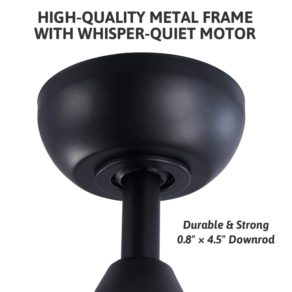6 Speeds, Timer, Smart Blades, Black Ceiling with Control, 52" Remote 3 Fan