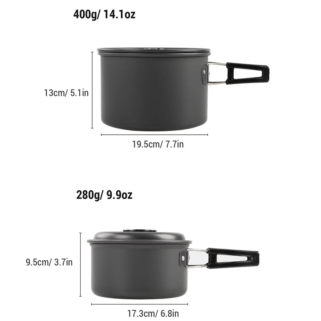 Kettle Cookware Mess and Camping Kit Htovila Hiking Non-Stick Backpacking Kitchenware for Set, with