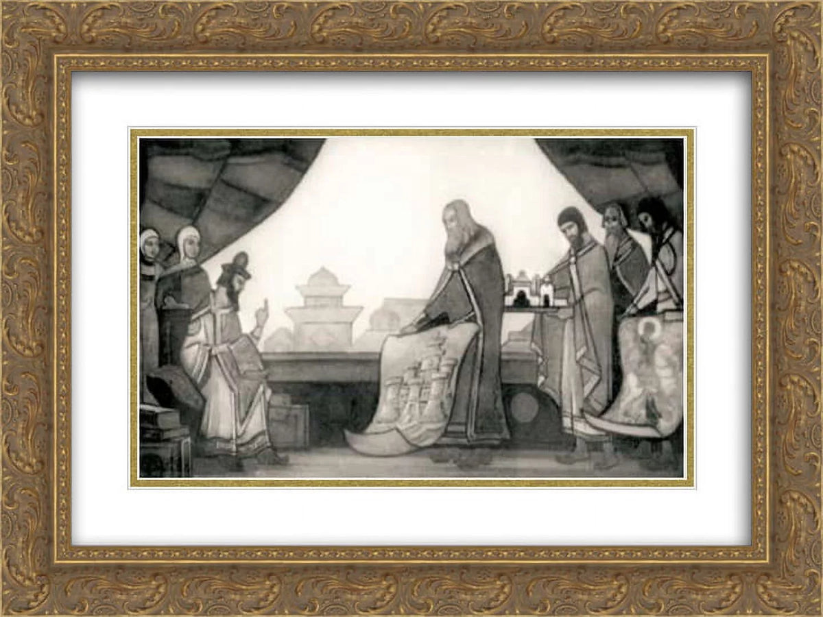 Kiev' 2x for Nicholas Ornate Framed Print Matted 'Yaroslav glad 24x18 Art Roerich is Gold