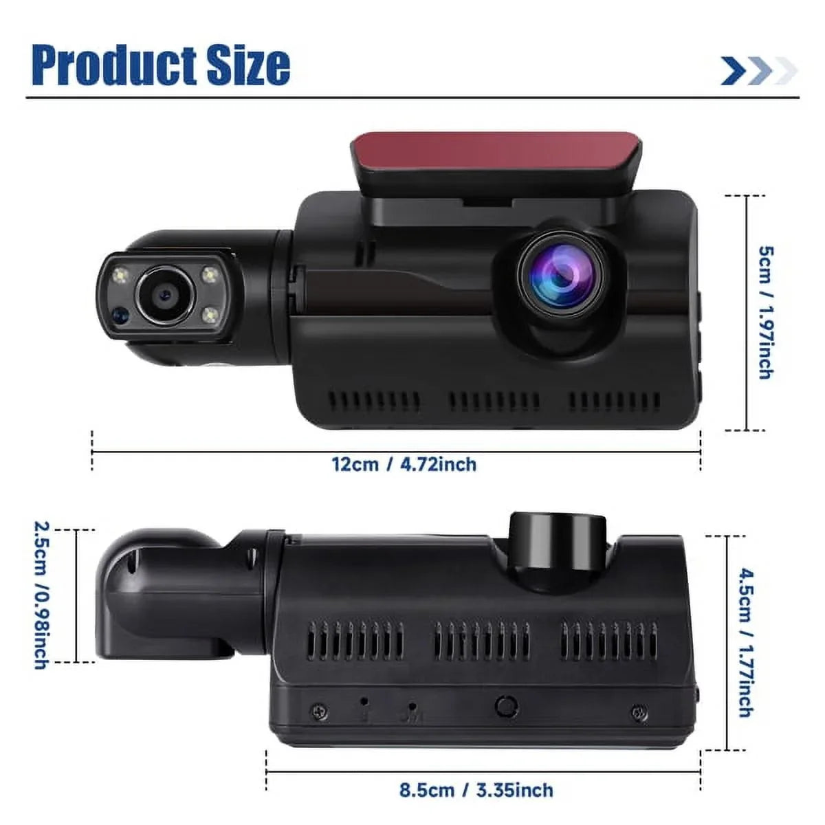 Dash 1080P 170° G-Sensor Vision Wide Front SYTHERS Night Recording, Angle, Cam Camera Rear, Dash and Loop