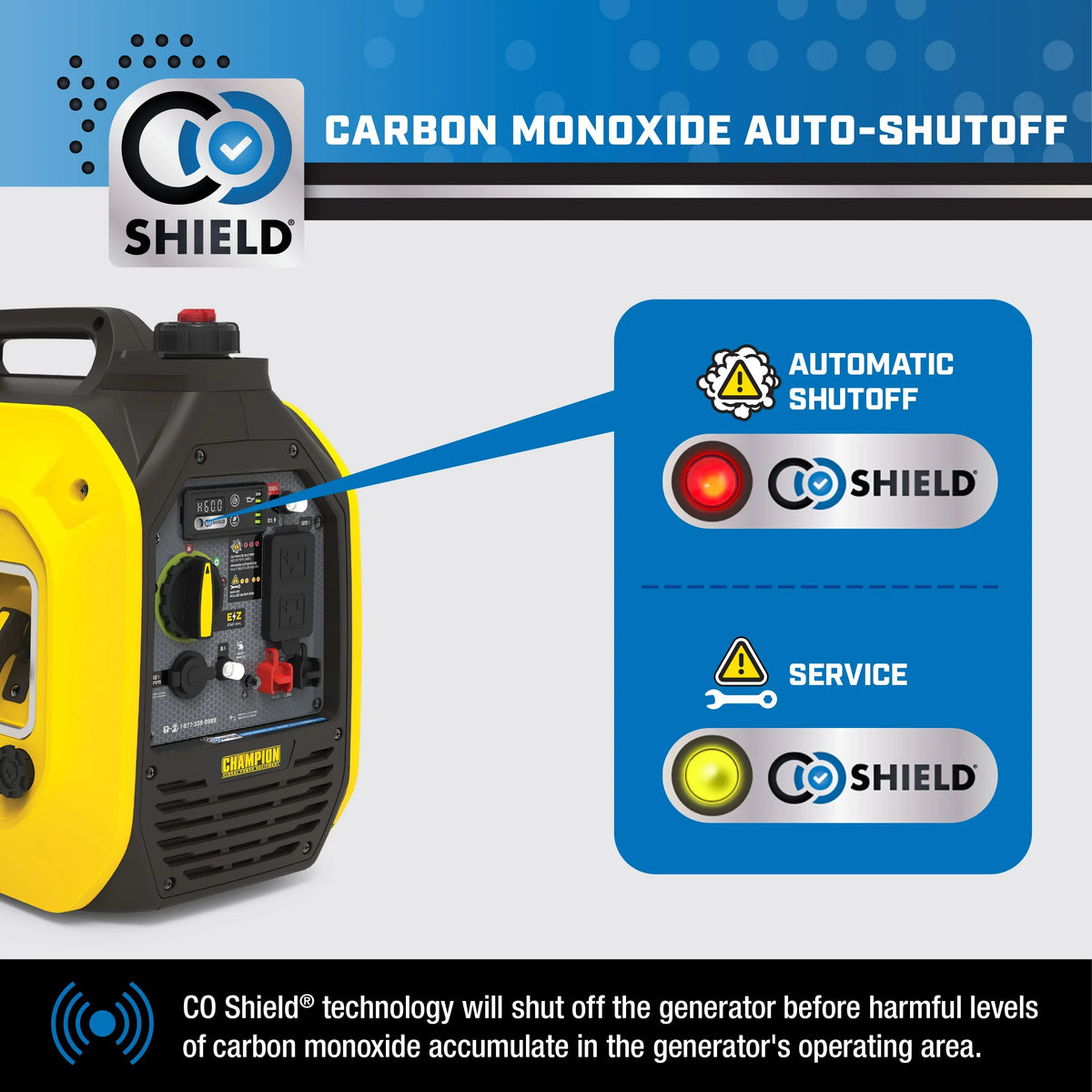 Shield Quiet 2500-Watt Dual and Power Fuel with Equipment Champion Generator CO Technology Portable Inverter