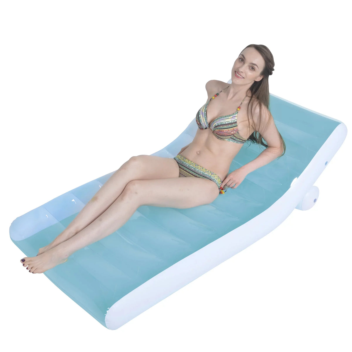 Pool 66.5" Pool White Float Central and Blue Lounger Inflatable
