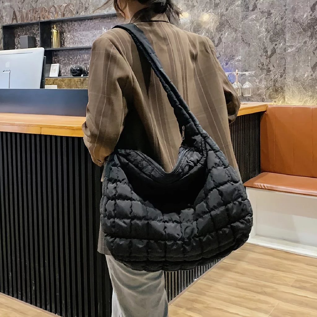 Tote Tote, Shoulder Argyle Capacity Junior Padded Bag, Quilted Bag Filled Crossbody Cotton Work Hobo For Quilted Large