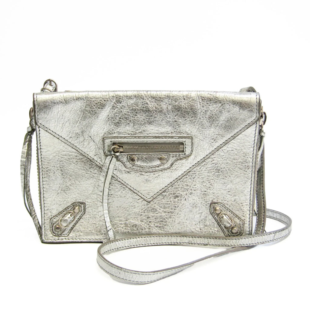 Shoulder XS Paper (Good) Pre-Owned Silver Balenciaga 398815 Leather Triple Bag Women's