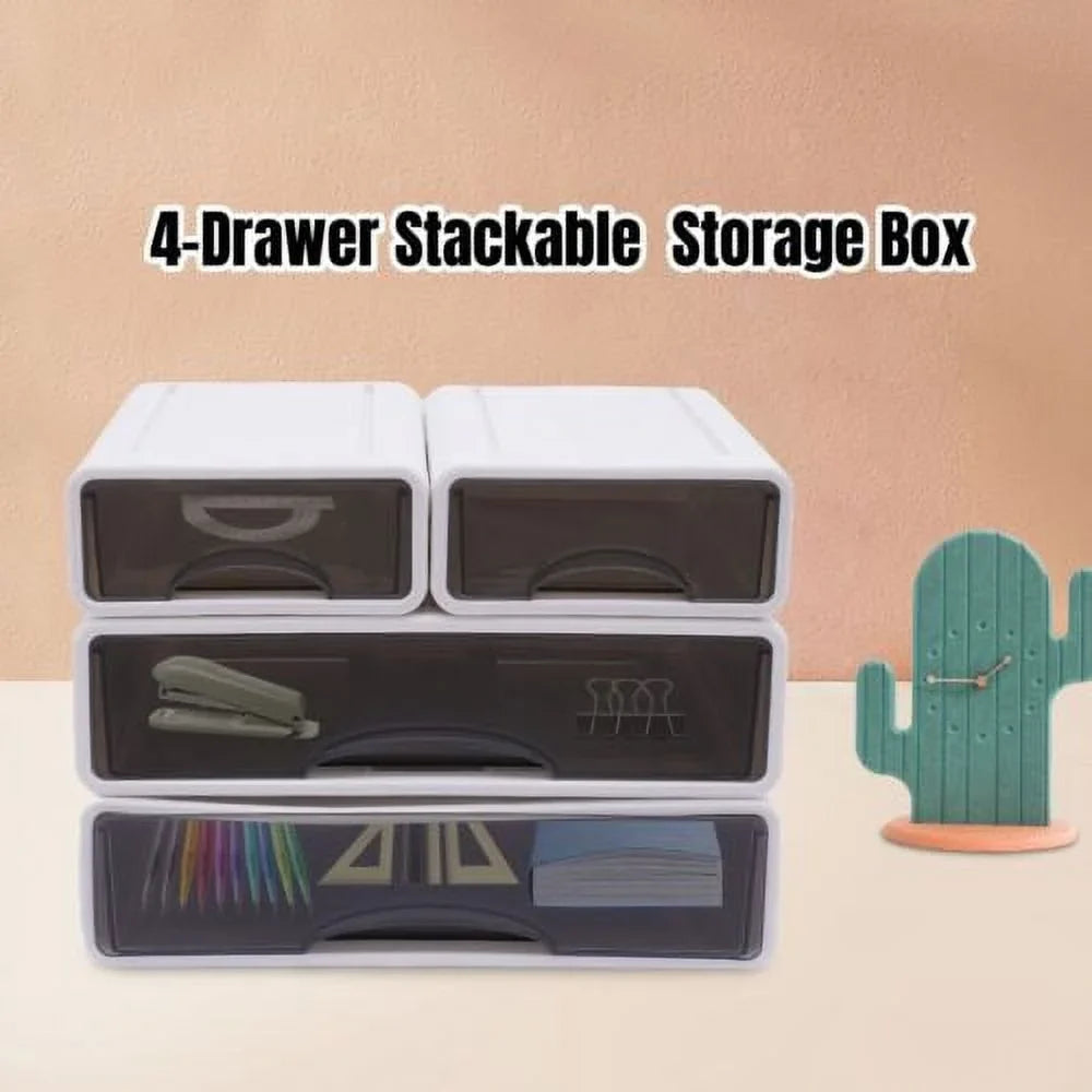 Desk Stackable 4*Drawer With Large Box Storage Neat Container Organizer Storage