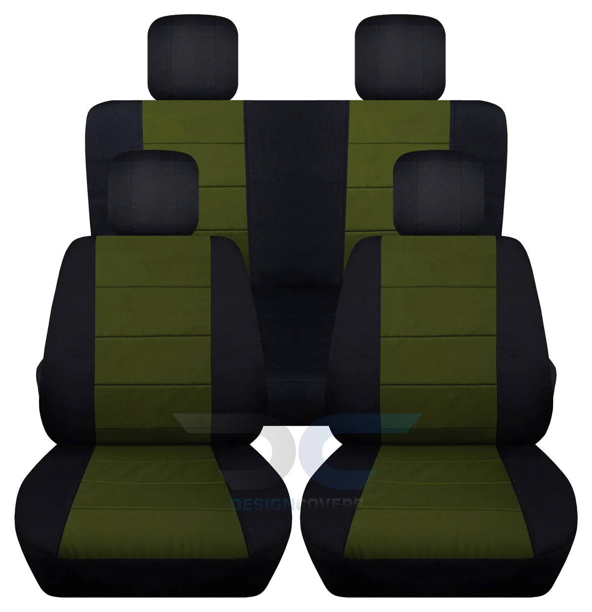 2-Door Fits - & 2007-2010 Bench Cotton Green Seat Front Wrangler Solid and T247-Designcovers Rear Jeep Hunter JK Covers:Black