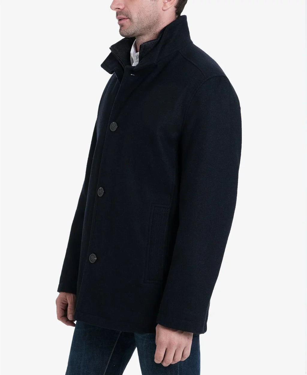 Button London Wool Coat, Fog Blend Front Men's XX-Large Car Charcoal,