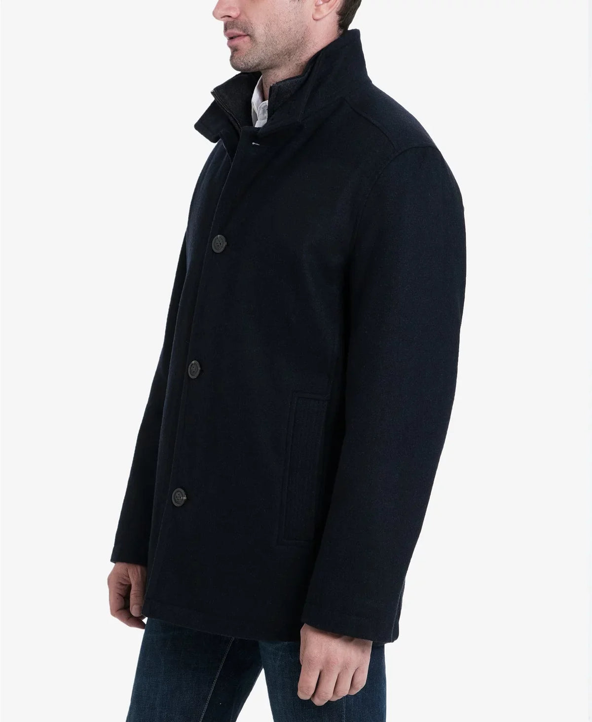 Button London Wool Coat, Fog Blend Front Men's XX-Large Car Charcoal,