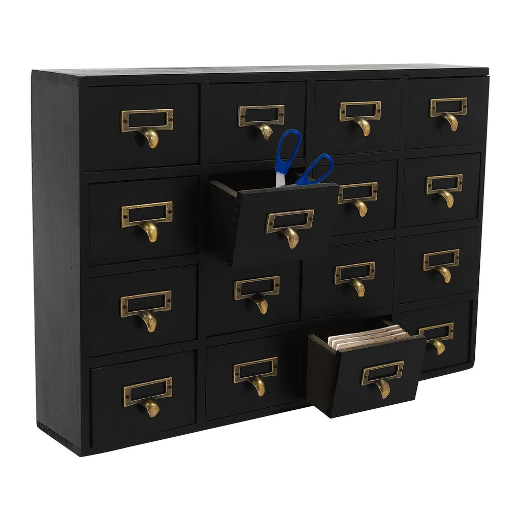 16 Wooden Drawers Drawer Desk Box, Organizer Herb New Storage Apothecary Cabinet
