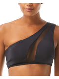 Mesh One CAMUTO Stretch Swimsuit Bikini VINCE XS Lined Top Black Women's Shoulder