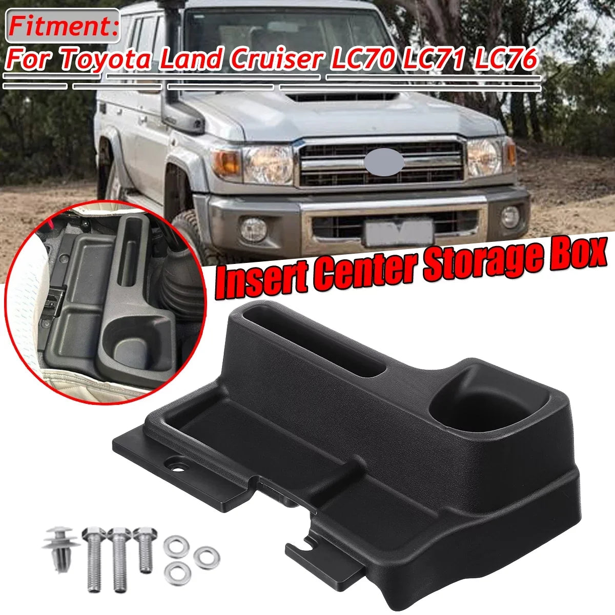 Center Box Black Organizer Interior Land for Storage Centre Replacement LC70 LC76, Cruiser Box, Console Car Console LC71