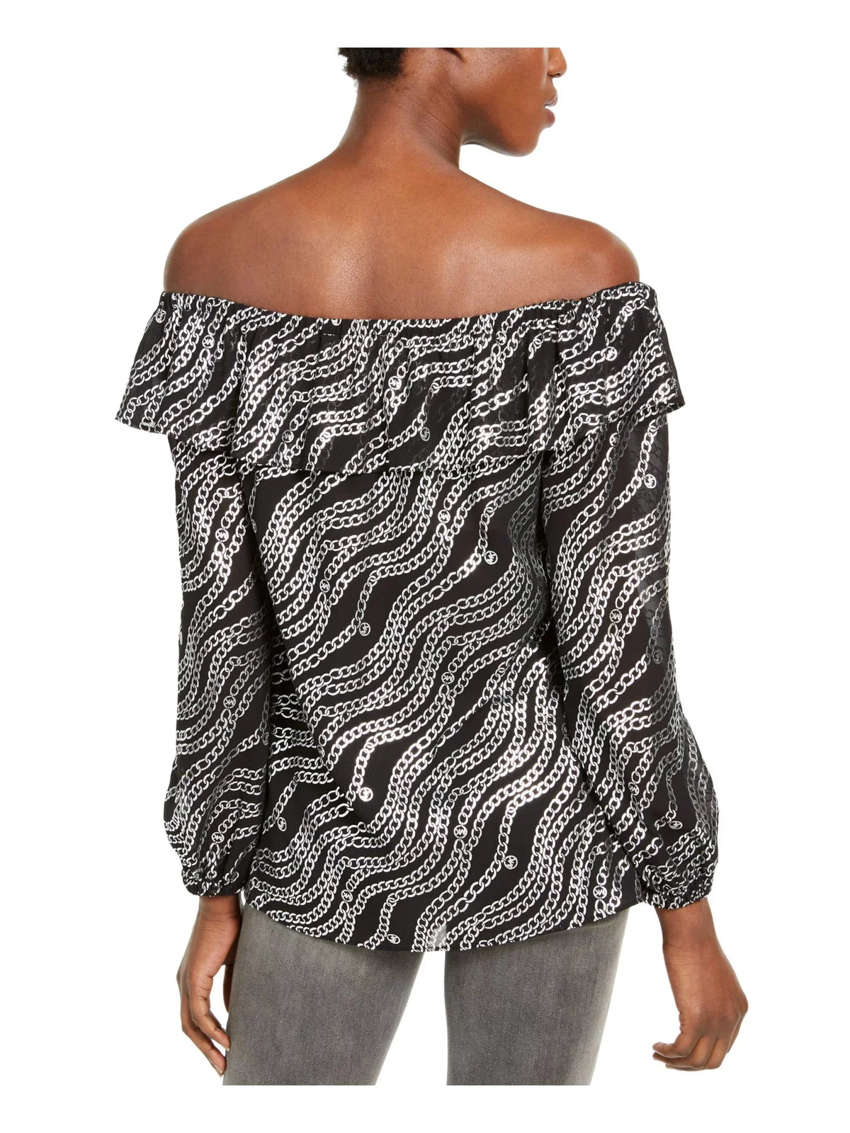 Top KORS Peasant Off Evening MICHAEL Womens Shoulder Black M