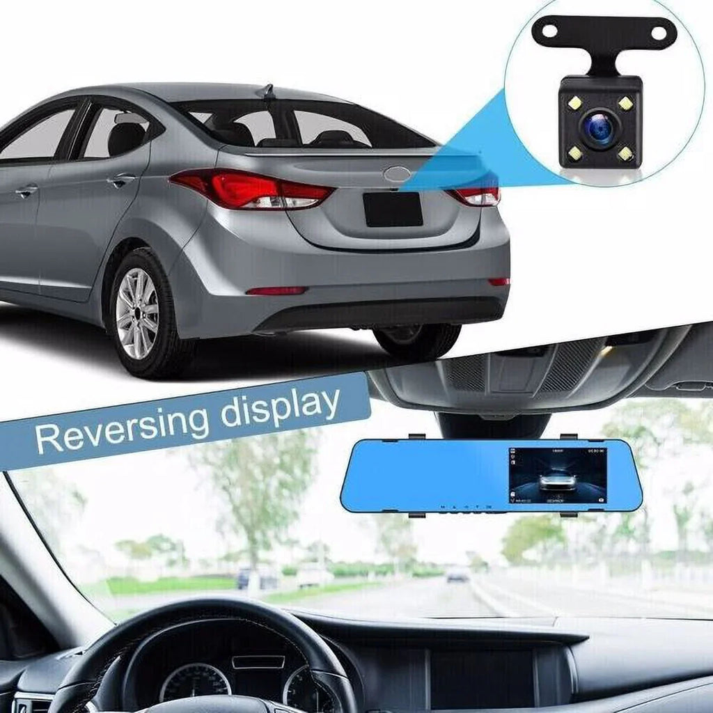 Video Rearview Mirror HD Recorder Car Dual DVR Rear Camera Cam Front 1080P Dash