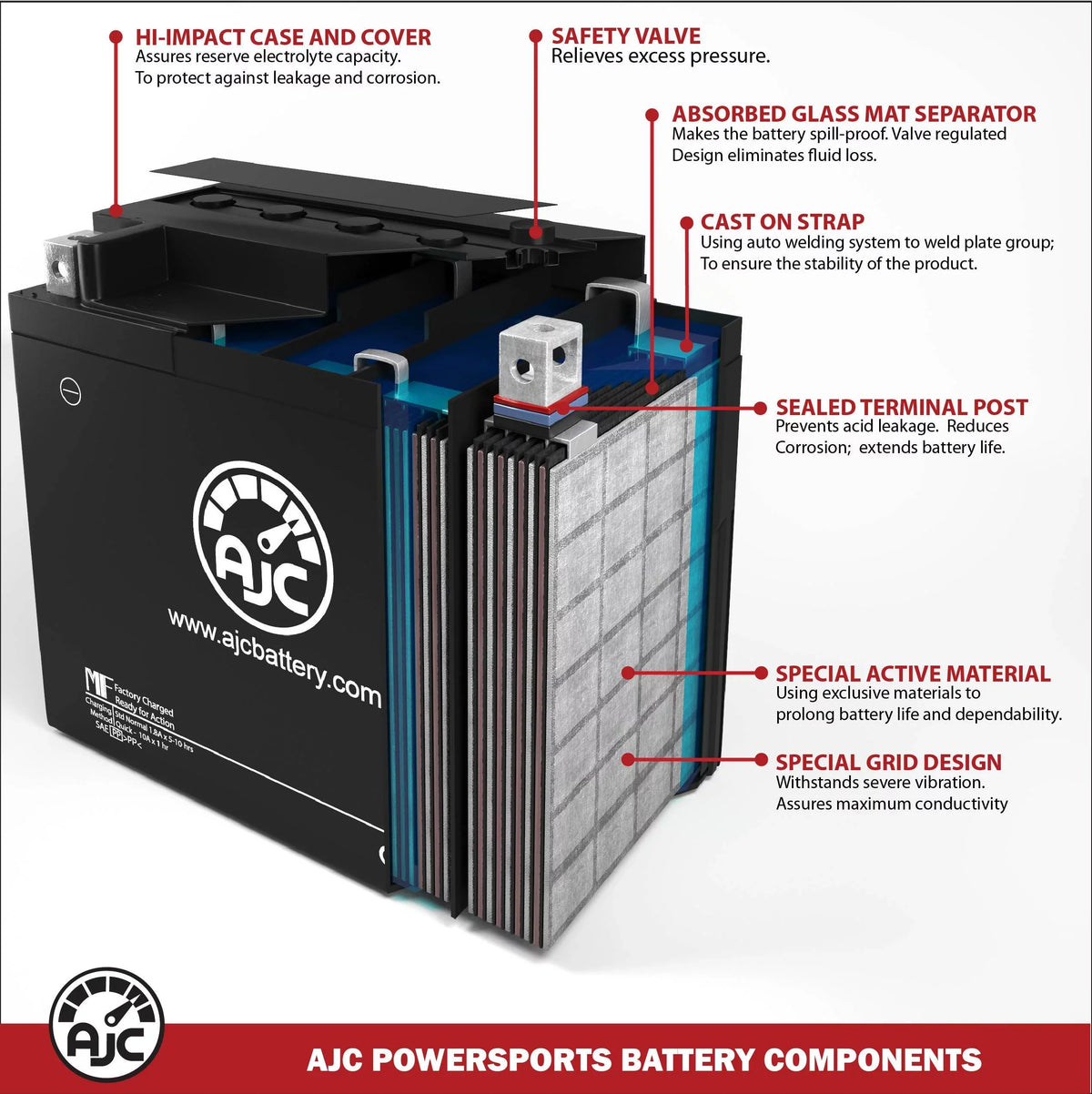JS300 (Jet Replacement Compatible Kawasaki AJC (1986-1988) with Personal 300CC Ski) Battery Watercraft Battery