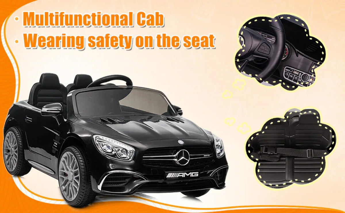Kids - 12V Remote On with Electric SL65 AMG Licensed Ride Officially Car Benz Control