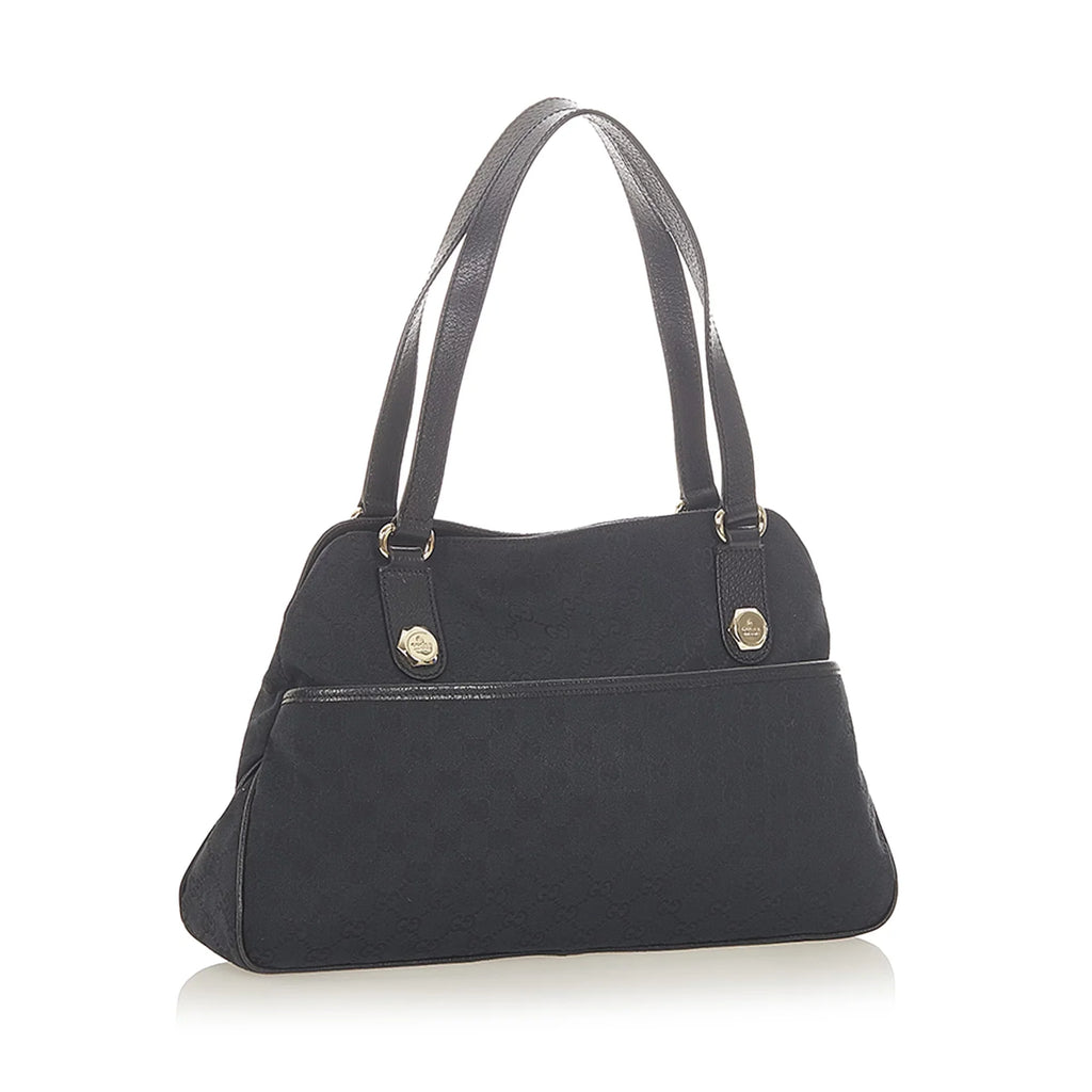 Pre-Owned Shoulder Bag GG Fabric Women Canvas Black (Good)