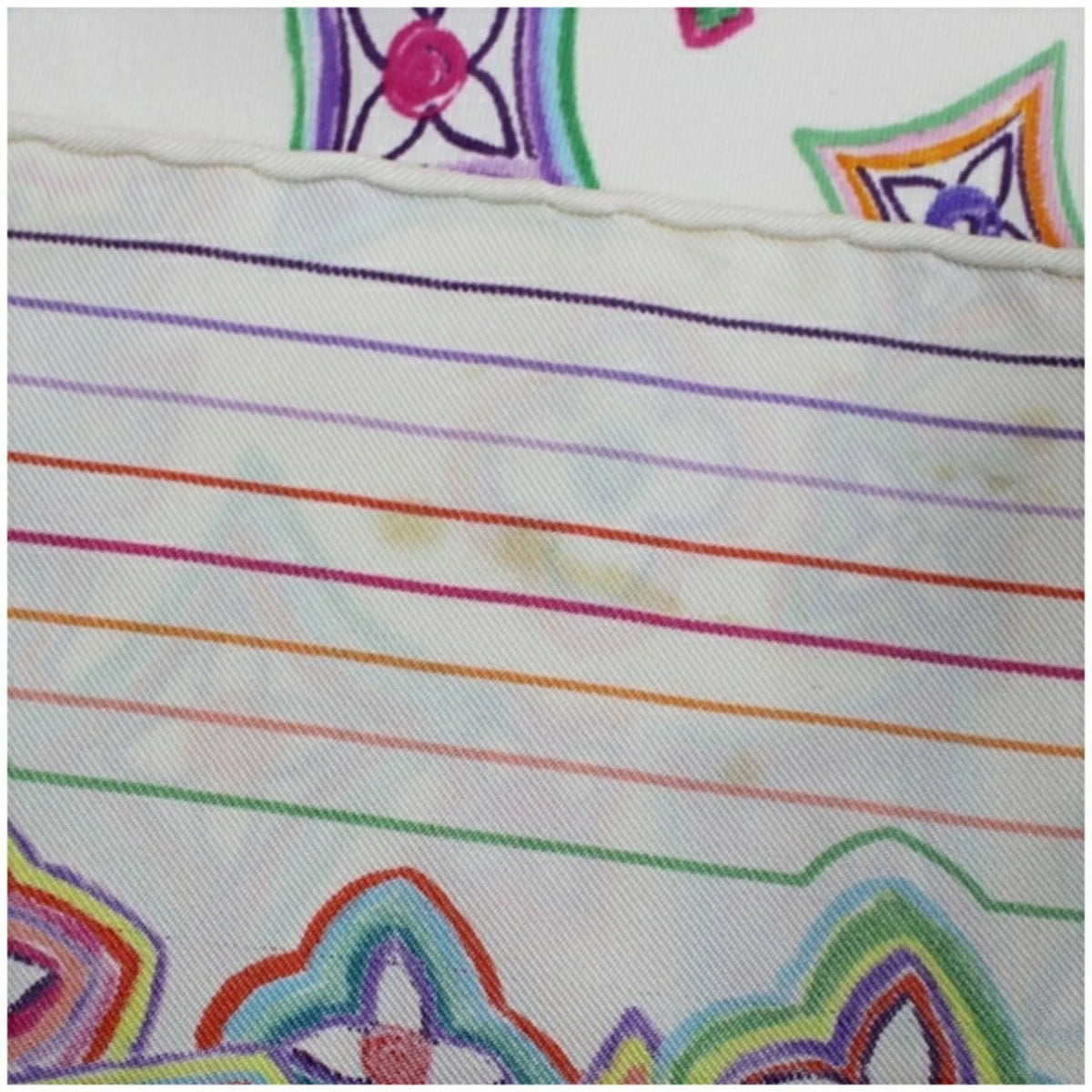 Multicolor Scarf Monogram Muffler Silk (Good) Women's White x Pre-Owned
