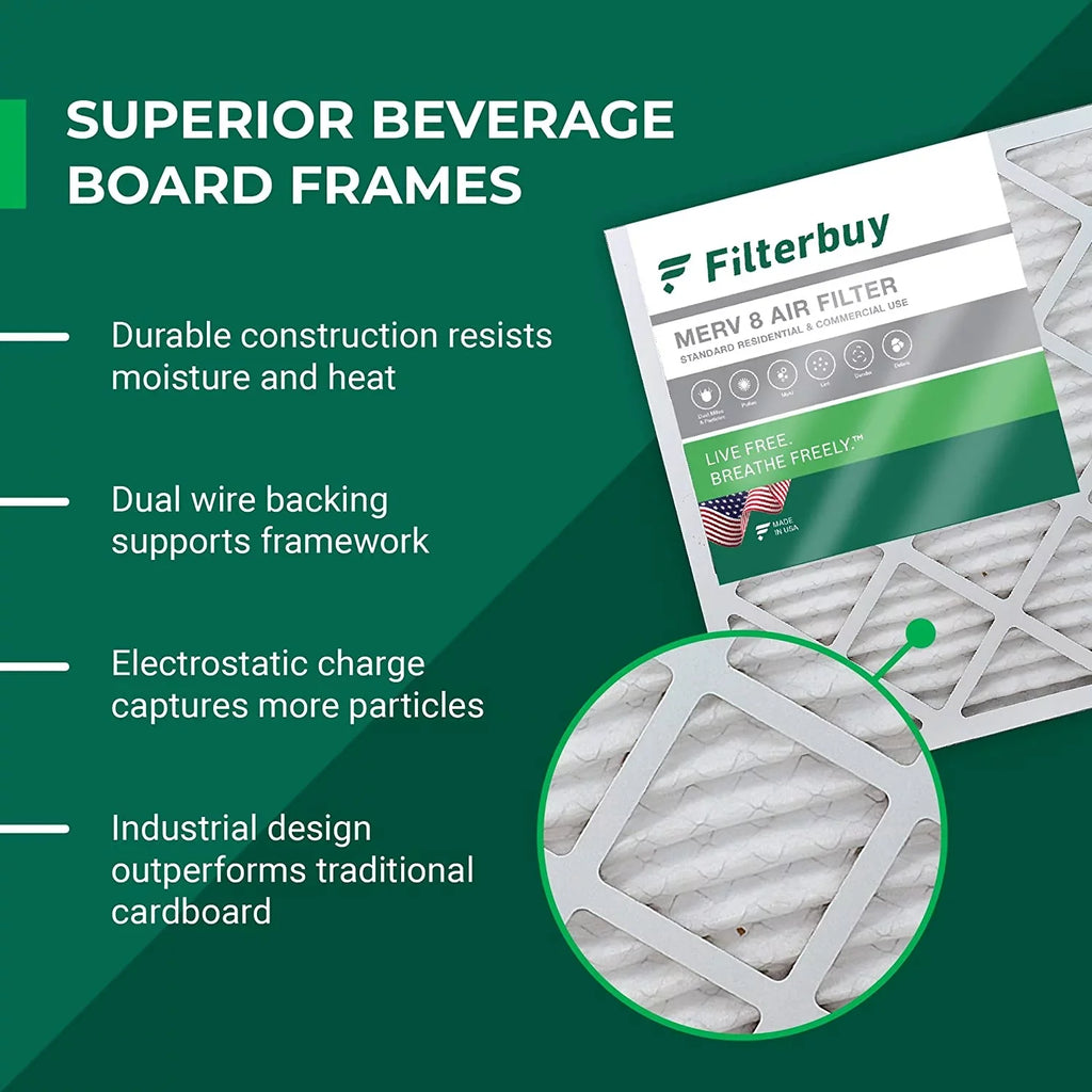 Air Filterbuy HVAC 12x30x1 Pleated (4-Pack) AC MERV Furnace Filters 8