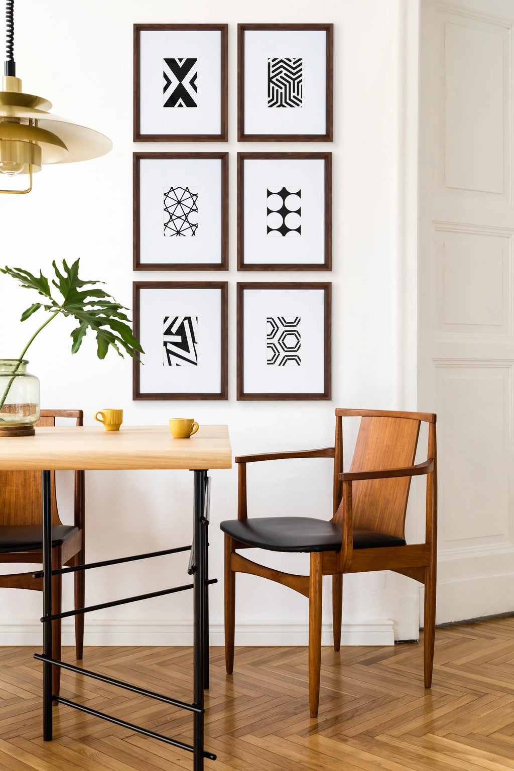 Display Brown, Walnut Art Set Framed Laurel of Modern Wall for Abstract Mid-Century and Decor Calder Prints, Kate 6,