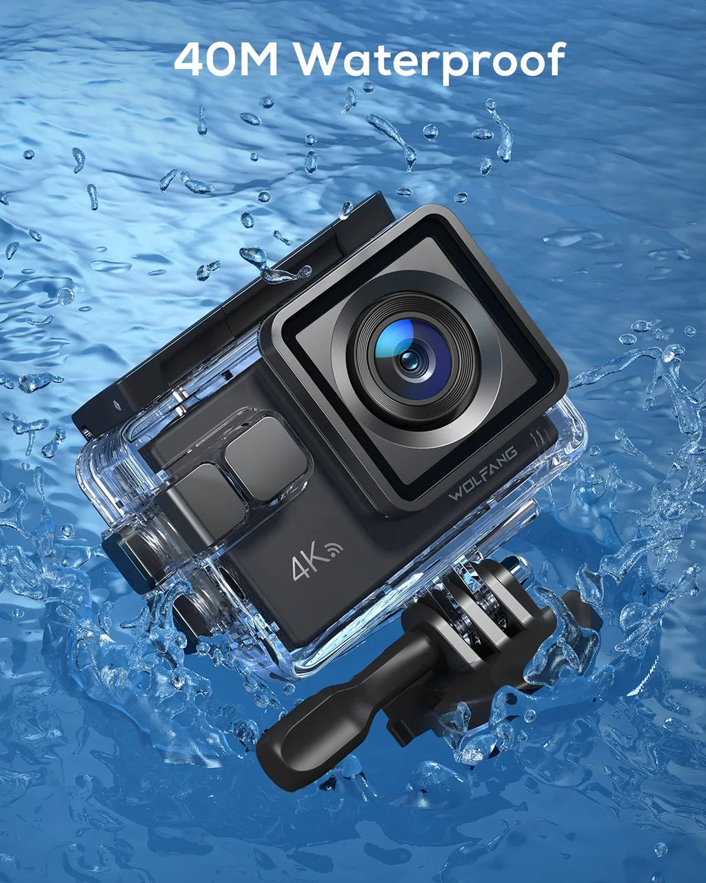 EIS WOLFANG WiFi Underwater Video 170� Cam Camera Action Camera Waterproof Camera Stabilization 20MP Action 40M 4K