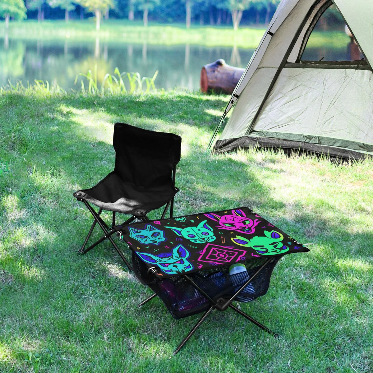 Table Travel Beach Table exterior Table Fishing Lions Camping Magic Devils Picnic with for Compact Portable BBQ Bag Storage Folding