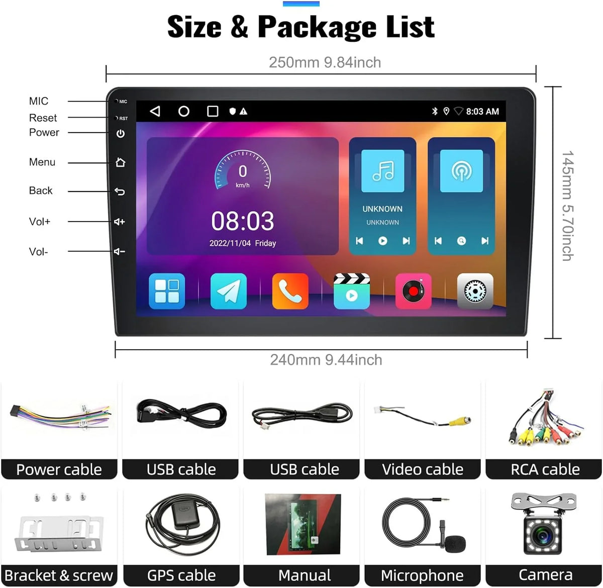 Microphone 1+32G Rear Android Car Single Auto,Navi,WiFi,Bluetooth,FM/RDS+ Radio Stereo, Android Din with Carplay Camera Handsfree,Wireless Inch Car 13 Wireless 10.1 Bluetooth
