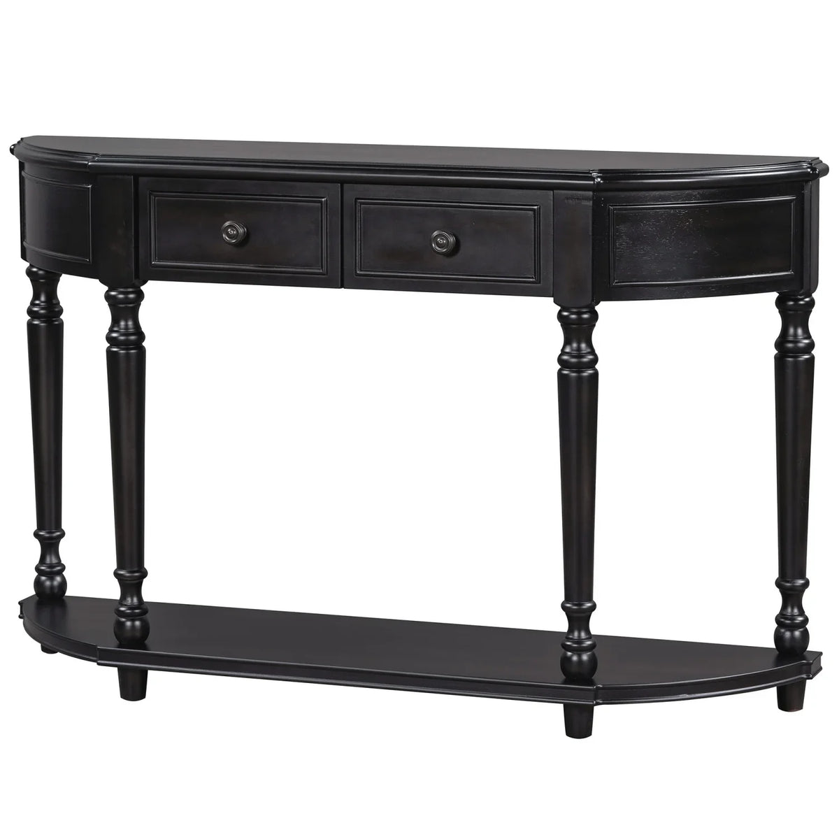 '+ and (Cherry Open design WF298768AAC) Legs Circular Curved Drawers Wooden Two Antique Solid Design SKU with TREXM Top Retro Table Console Blue Frame OLD Shelf