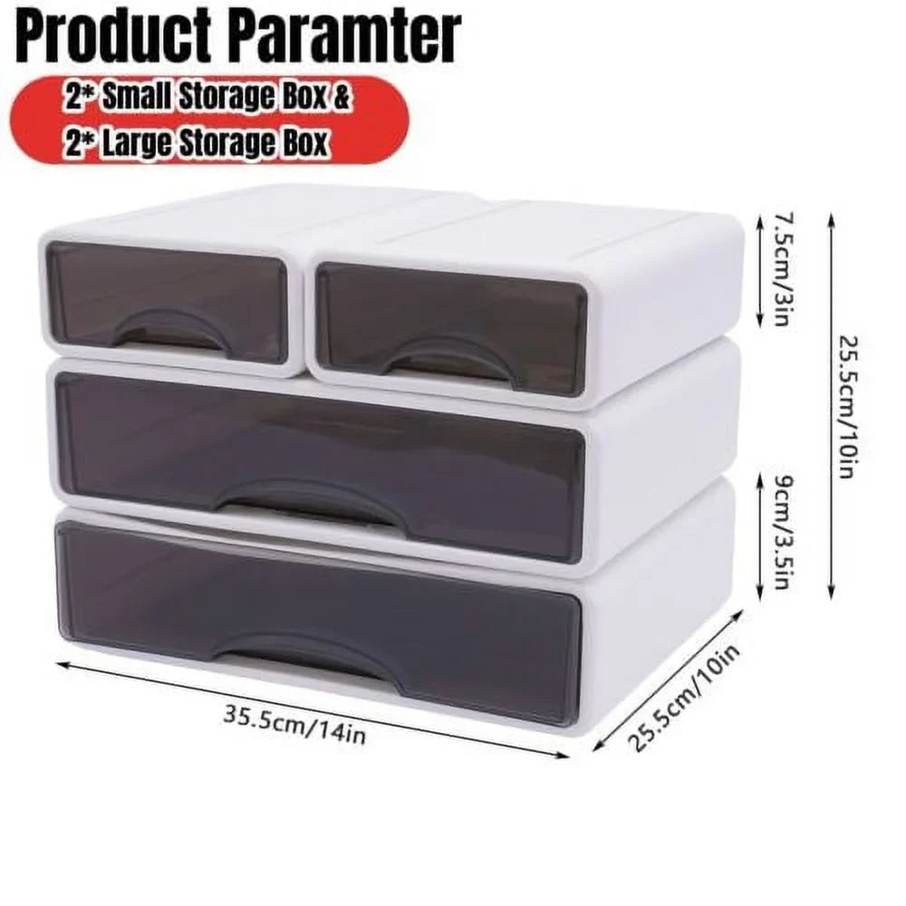 Desk Stackable 4*Drawer With Large Box Storage Neat Container Organizer Storage
