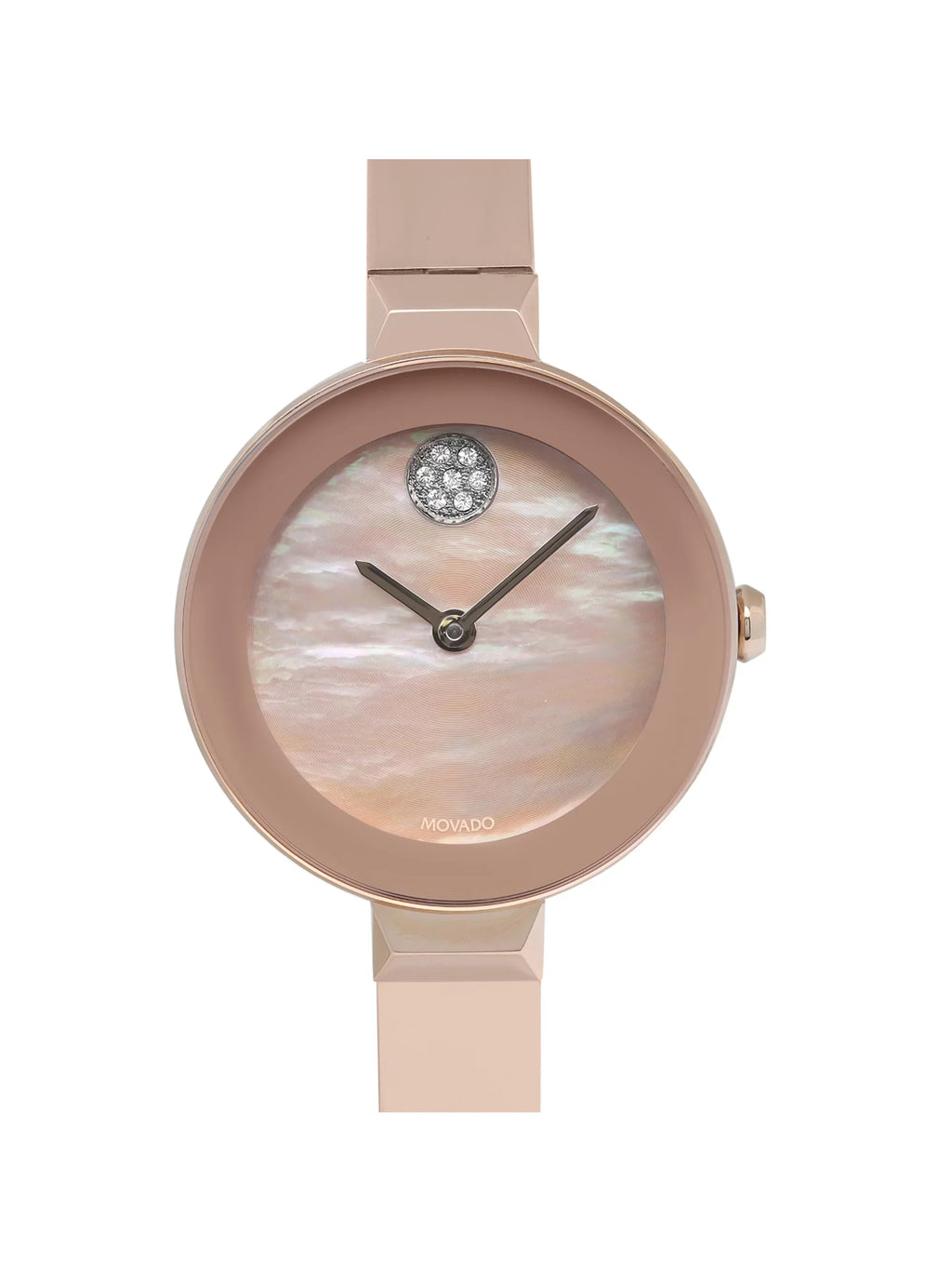 Bold Dial 28mm Rose Ladies Watch Gold Tone Movado Quartz Steel MOP 3600628