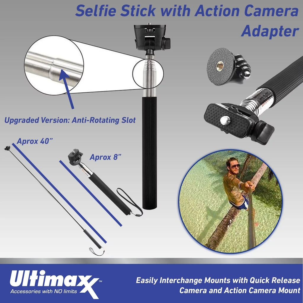 Ultimaxx & Mini GO Cam 3 (64GB) Adapter Metal Action (25pc More Camera Action 1/4” Dolly Screw for Insta360 Advanced Mounts, Bundle) Bundle Includes: -