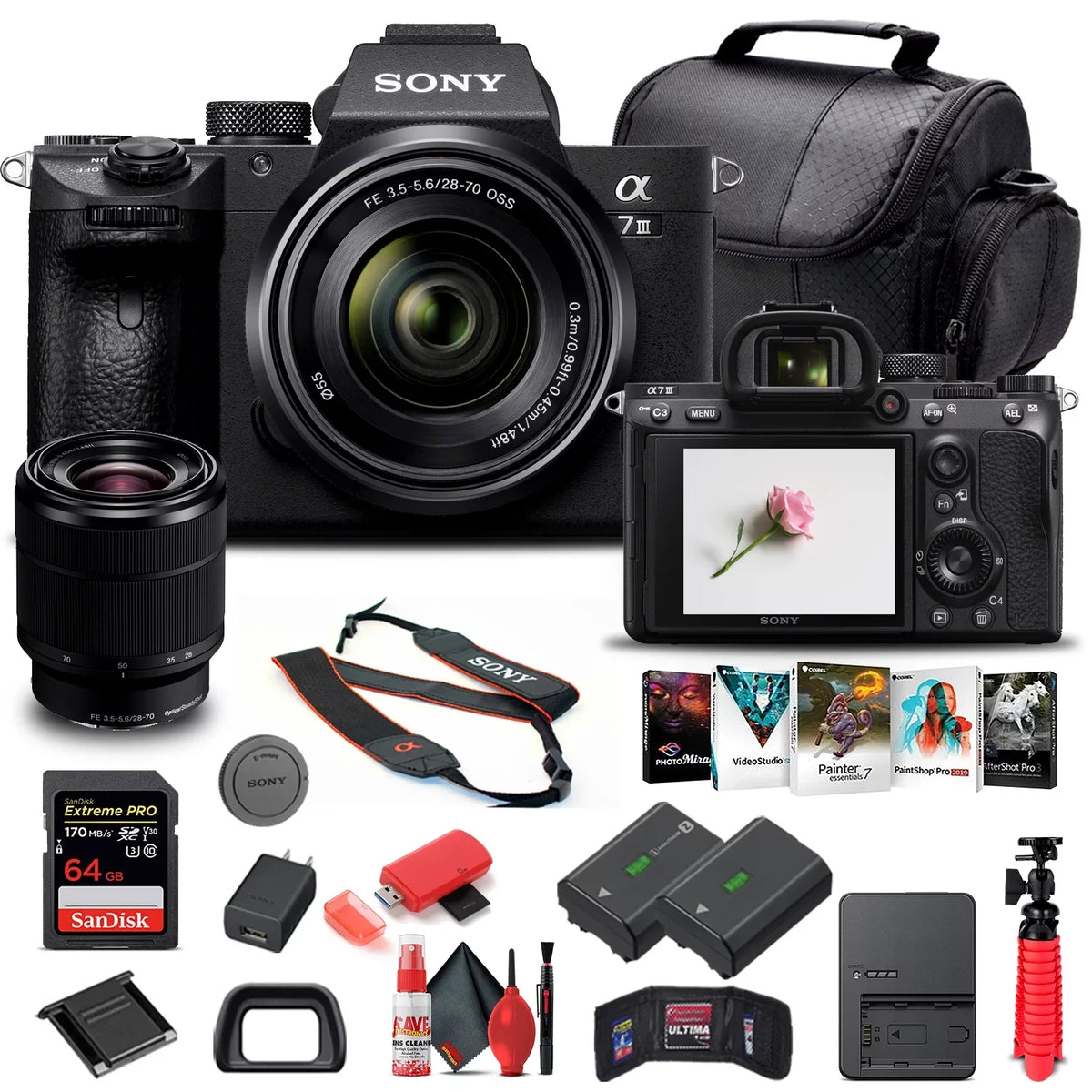 Camera Alpha ILCE7M3K/B III Basic Bundle W/ 28-70mm Lens a7 Mirrorless -