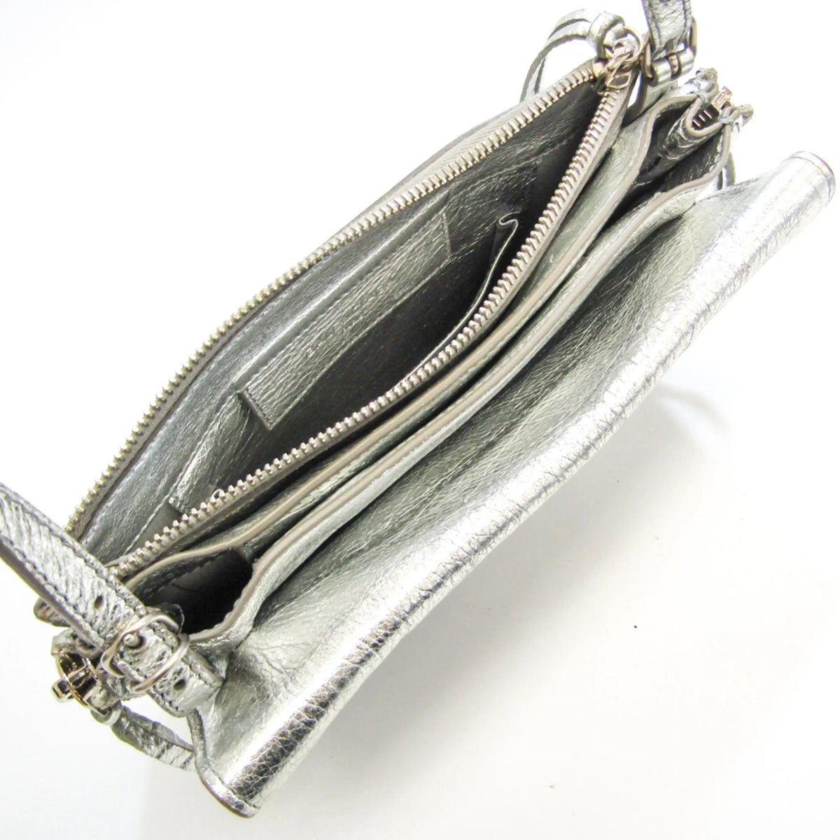 Shoulder XS Paper (Good) Pre-Owned Silver Balenciaga 398815 Leather Triple Bag Women's