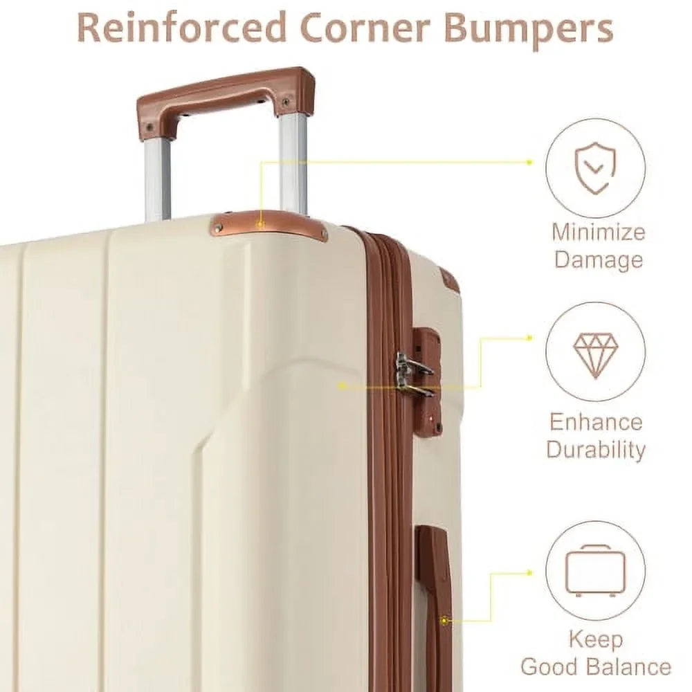 Suitcase (Single with Lock Spinner Luggage Hardshell 24'' Expandable TSA Luggage) Lightweight